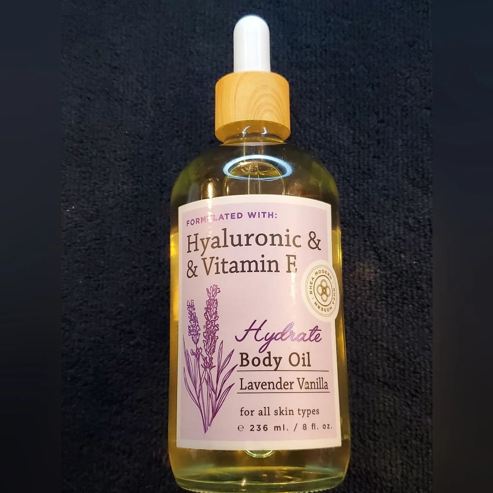 New Body Oil With Hyaluronic & Vitamin E,Lavender-Vanilla Fragrance